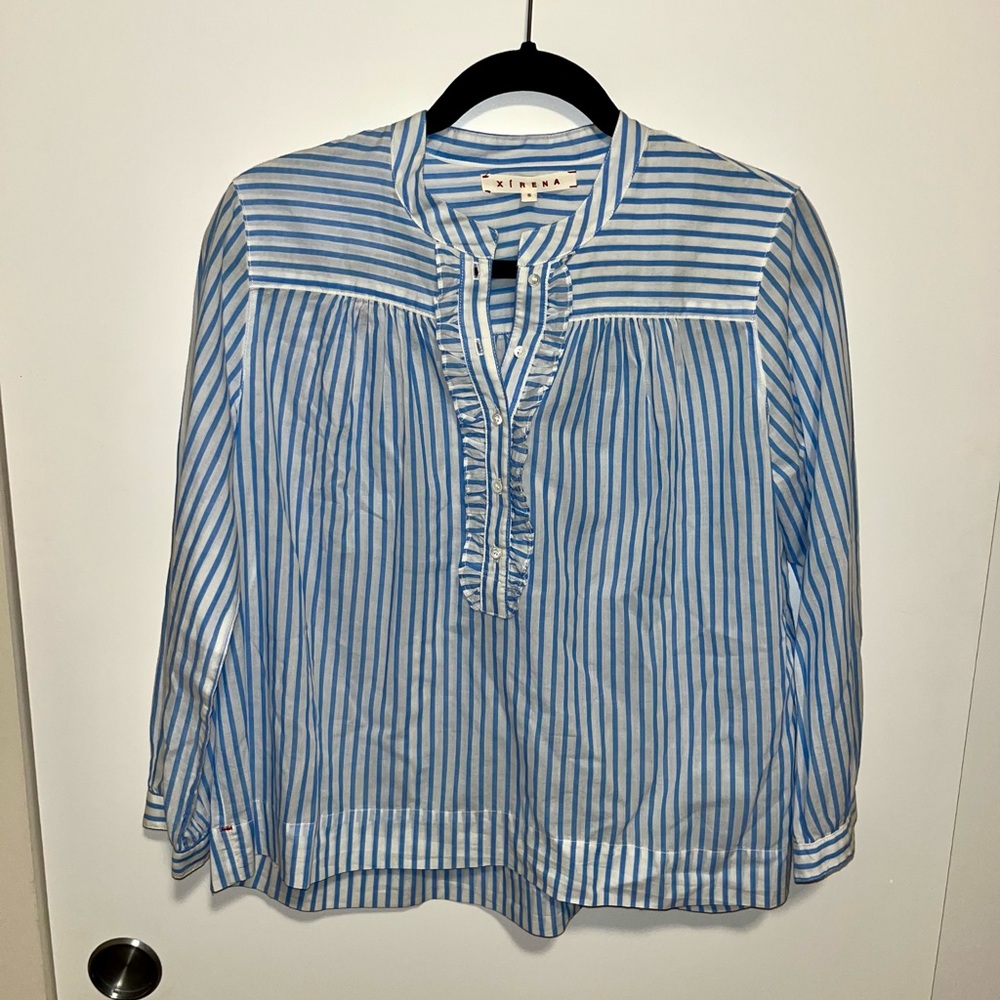 Xirena Frankie Stripe Ruffle Button Up Blouse - image 1
